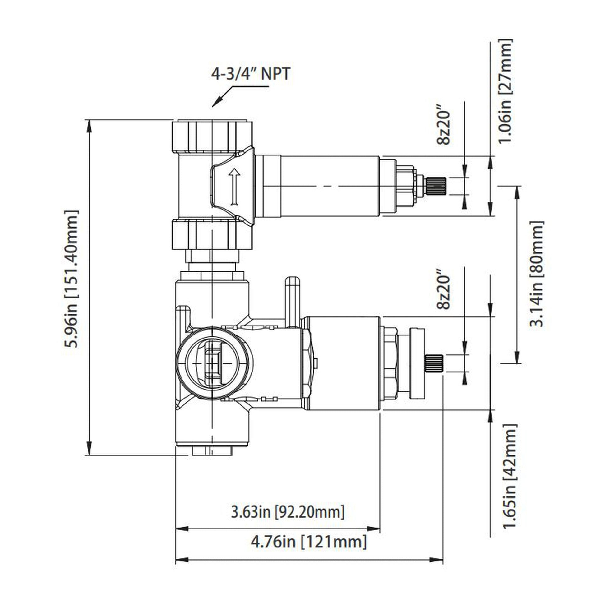 Isenberg Serie 100 Single Output Brushed Nickel PVD Wall-Mounted Shower Set With Single Function Round Rain Shower Head, Two-Handle Shower Trim and 1-Output Wall-Mounted Thermostatic Shower Valve With Integrated Volume Control