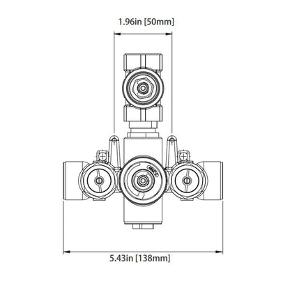 Isenberg Serie 100 Single Output Brushed Nickel PVD Wall-Mounted Shower Set With Single Function Round Rain Shower Head, Two-Handle Shower Trim and 1-Output Wall-Mounted Thermostatic Shower Valve With Integrated Volume Control