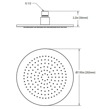 Isenberg Serie 100 Single Output Chrome Wall-Mounted Shower Set With Single Function Round Rain Shower Head, Two-Handle Shower Trim and 1-Output Wall-Mounted Thermostatic Shower Valve With Integrated Volume Control