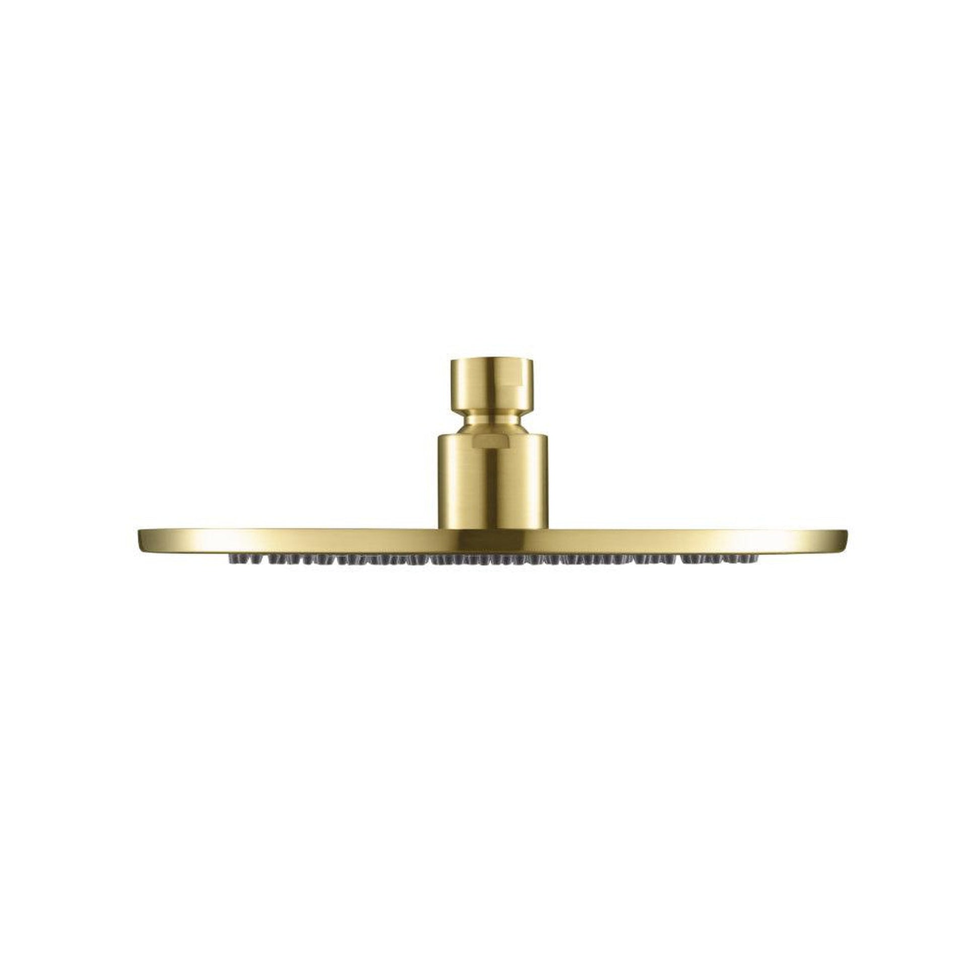 Isenberg Serie 100 Single Output Satin Brass PVD Wall-Mounted Shower Set With Single Function Round Rain Shower Head, Two-Handle Shower Trim and 1-Output Wall-Mounted Thermostatic Shower Valve With Integrated Volume Control