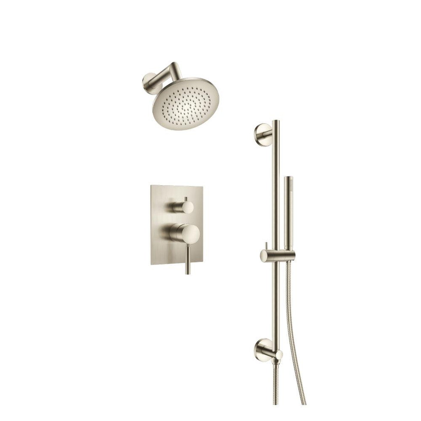 Isenberg Serie 100 Two Output Shower Set With Shower Head, Hand Held and Slide Bar in Brushed Nickel (100.3400BN)