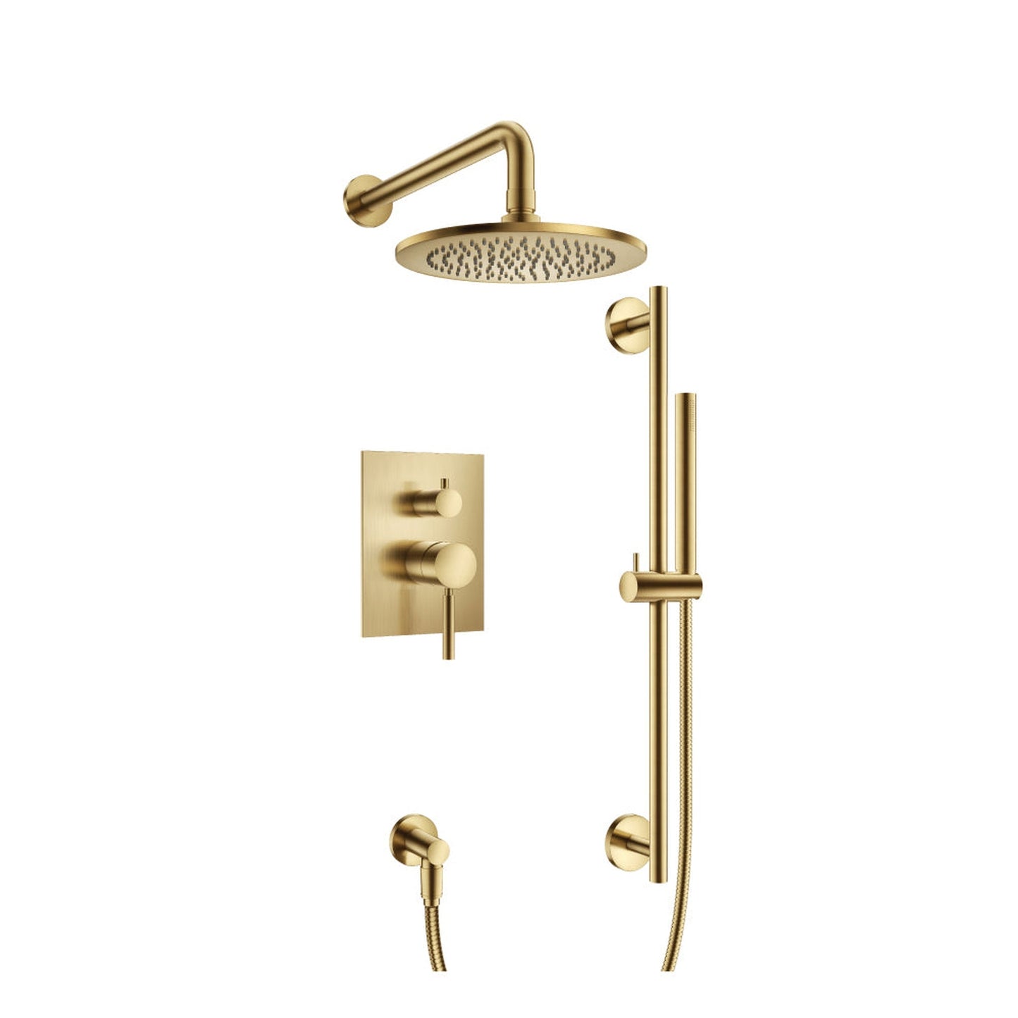 Isenberg Serie 100 Two Output Shower Set With Shower Head, Hand Held and Slide Bar in Satin Brass (100.3350SB)