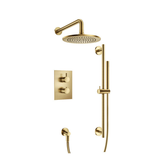 Isenberg Serie 100 Two Output Shower Set With Shower Head, Hand Held and Slide Bar in Satin Brass (100.7100SB)