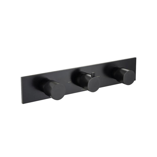 Isenberg Serie 100 Two Output Trim for Horizontal Thermostatic Valve With 2 Volume Control in Matte Black