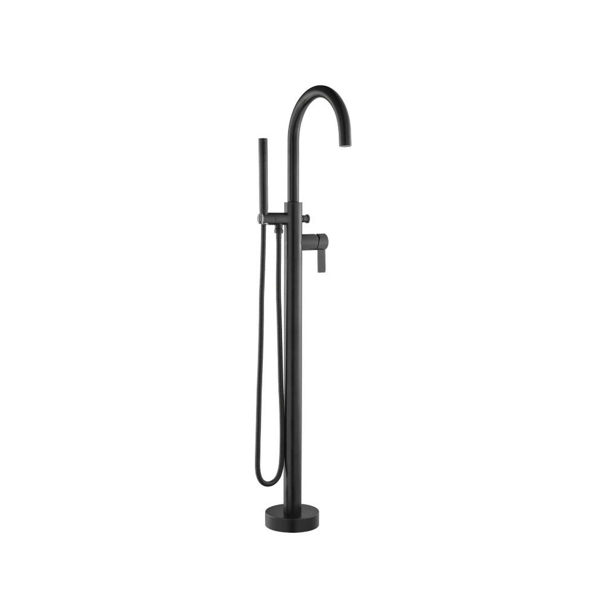 Isenberg Serie 145 Matte Black Freestanding Floor Mount Bathtub / Tub Filler With Hand Shower