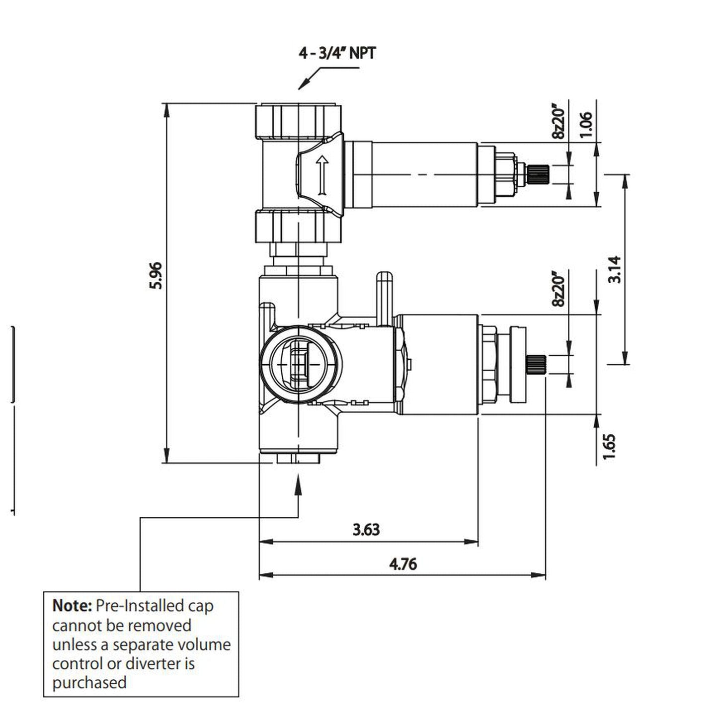 Isenberg Serie 145 Single Output Chrome Wall-Mounted Shower Set With Single Function Round Rain Shower Head, Two-Handle Shower Trim and 1-Output Wall-Mounted Thermostatic Shower Valve With Integrated Volume Control