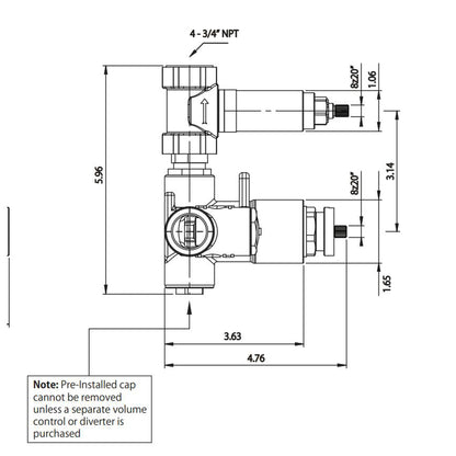 Isenberg Serie 145 Single Output Chrome Wall-Mounted Shower Set With Single Function Round Rain Shower Head, Two-Handle Shower Trim and 1-Output Wall-Mounted Thermostatic Shower Valve With Integrated Volume Control