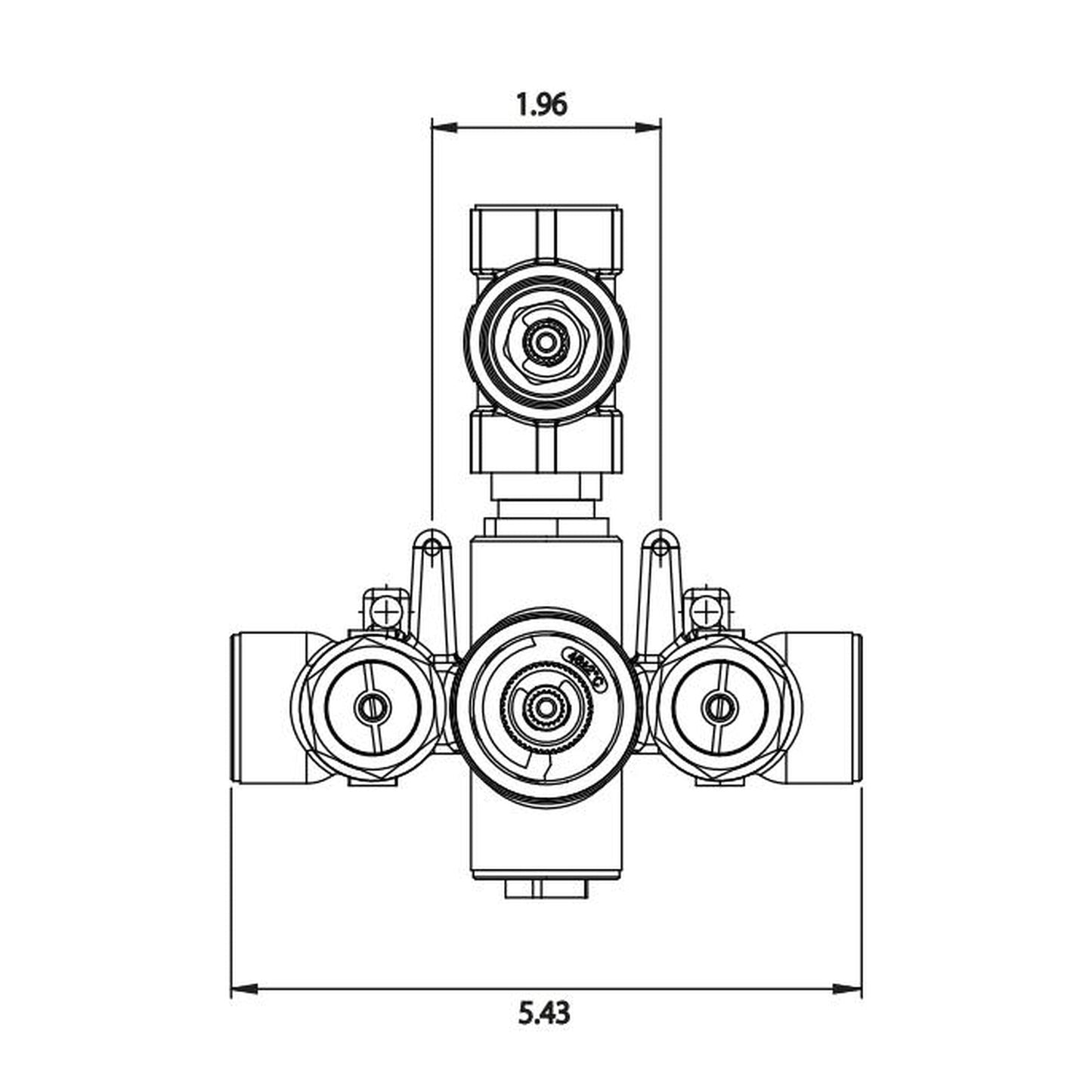 Isenberg Serie 145 Single Output Chrome Wall-Mounted Shower Set With Single Function Round Rain Shower Head, Two-Handle Shower Trim and 1-Output Wall-Mounted Thermostatic Shower Valve With Integrated Volume Control