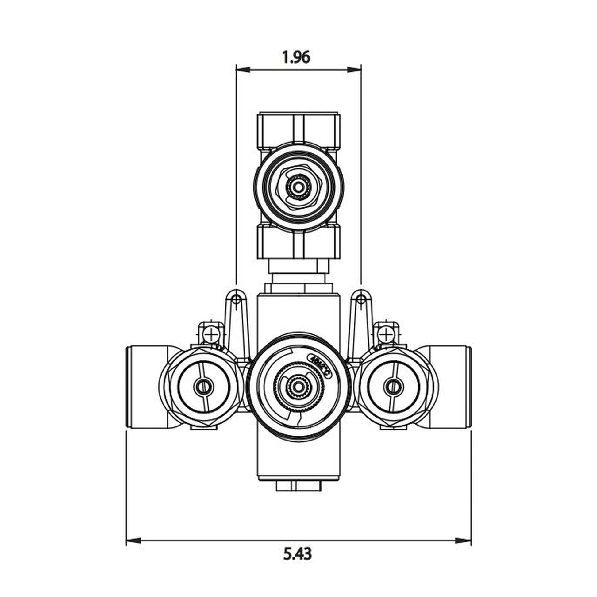 Isenberg Serie 145 Single Output Chrome Wall-Mounted Shower Set With Single Function Round Rain Shower Head, Two-Handle Shower Trim and 1-Output Wall-Mounted Thermostatic Shower Valve With Integrated Volume Control