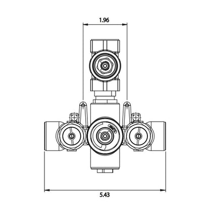 Isenberg Serie 145 Single Output Chrome Wall-Mounted Shower Set With Single Function Round Rain Shower Head, Two-Handle Shower Trim and 1-Output Wall-Mounted Thermostatic Shower Valve With Integrated Volume Control