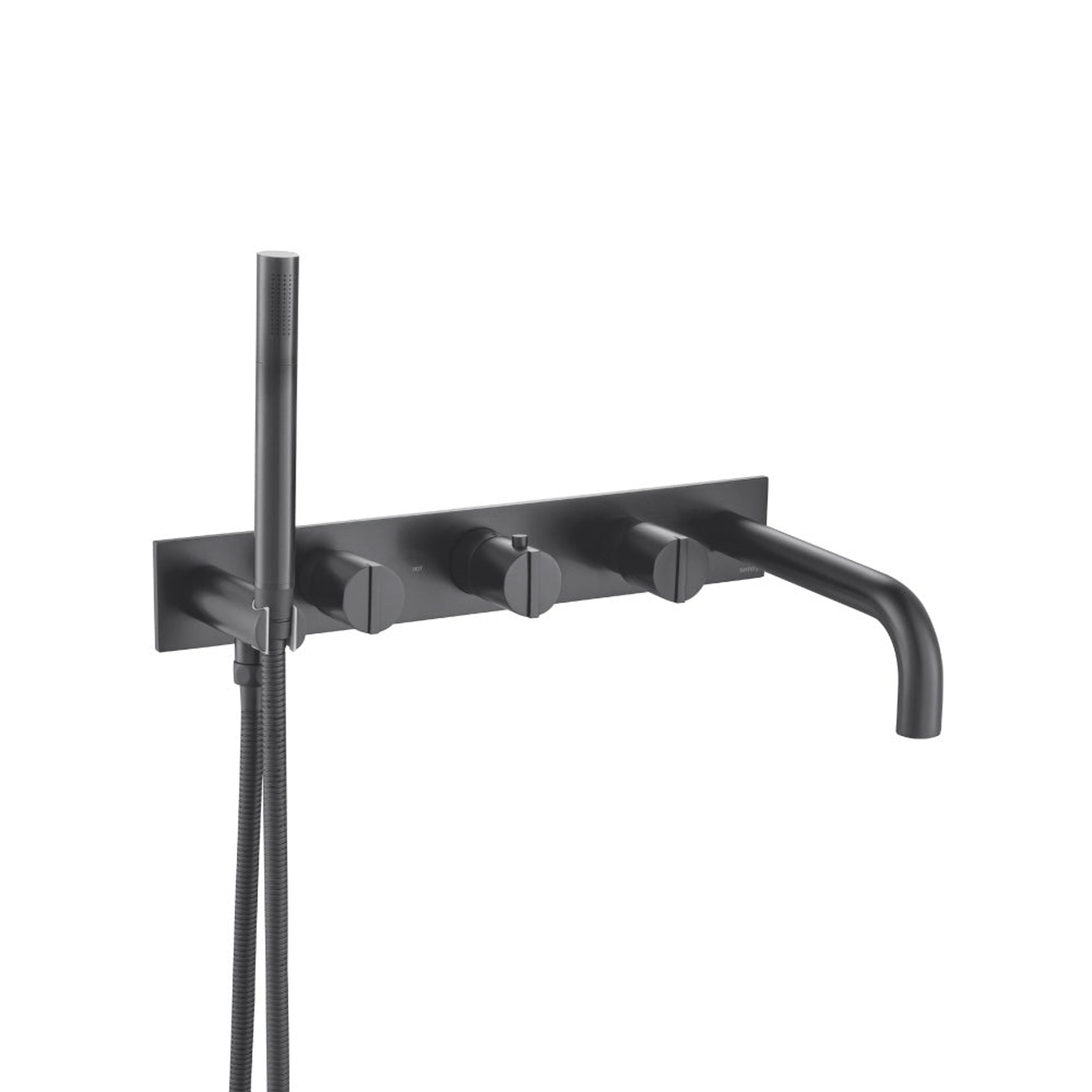 Isenberg Serie 145 Wall Mount Tub Filler With Hand Shower in Matte Bla US Bath Store