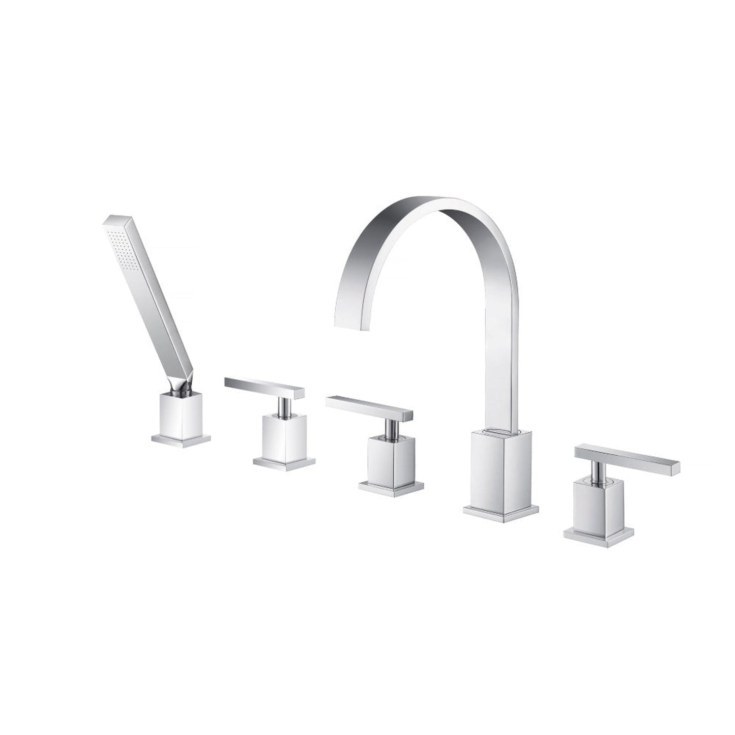 Isenberg Serie 150 Five Hole Deck Mounted Roman Tub Faucet With Hand Shower in Chrome