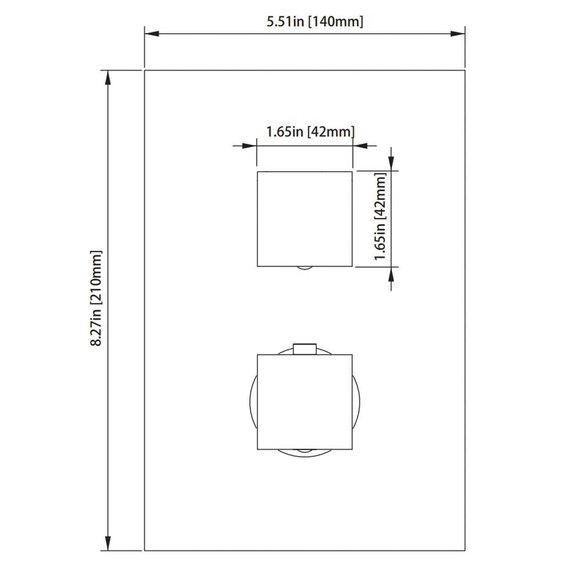 Isenberg Serie 160 Single Output Brushed Nickel PVD Wall-Mounted Shower Set With Single Function Square Rain Shower Head, Two-Handle Shower Trim and 1-Output Wall-Mounted Thermostatic Shower Valve With Integrated Volume Control