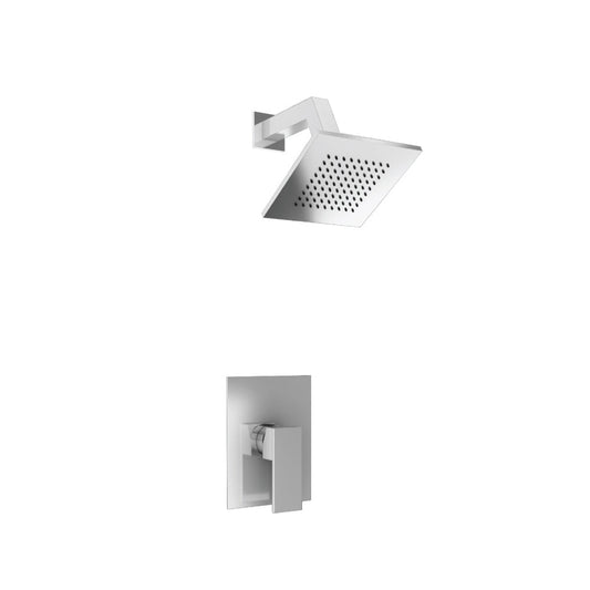 Isenberg Serie 160 Single Output Matte Black Wall-Mounted Shower Set With 6" Solid Brass Rainhead Shower Head, Single Handle Shower Trim and 1-Output Single Control Pressure Balance Valve