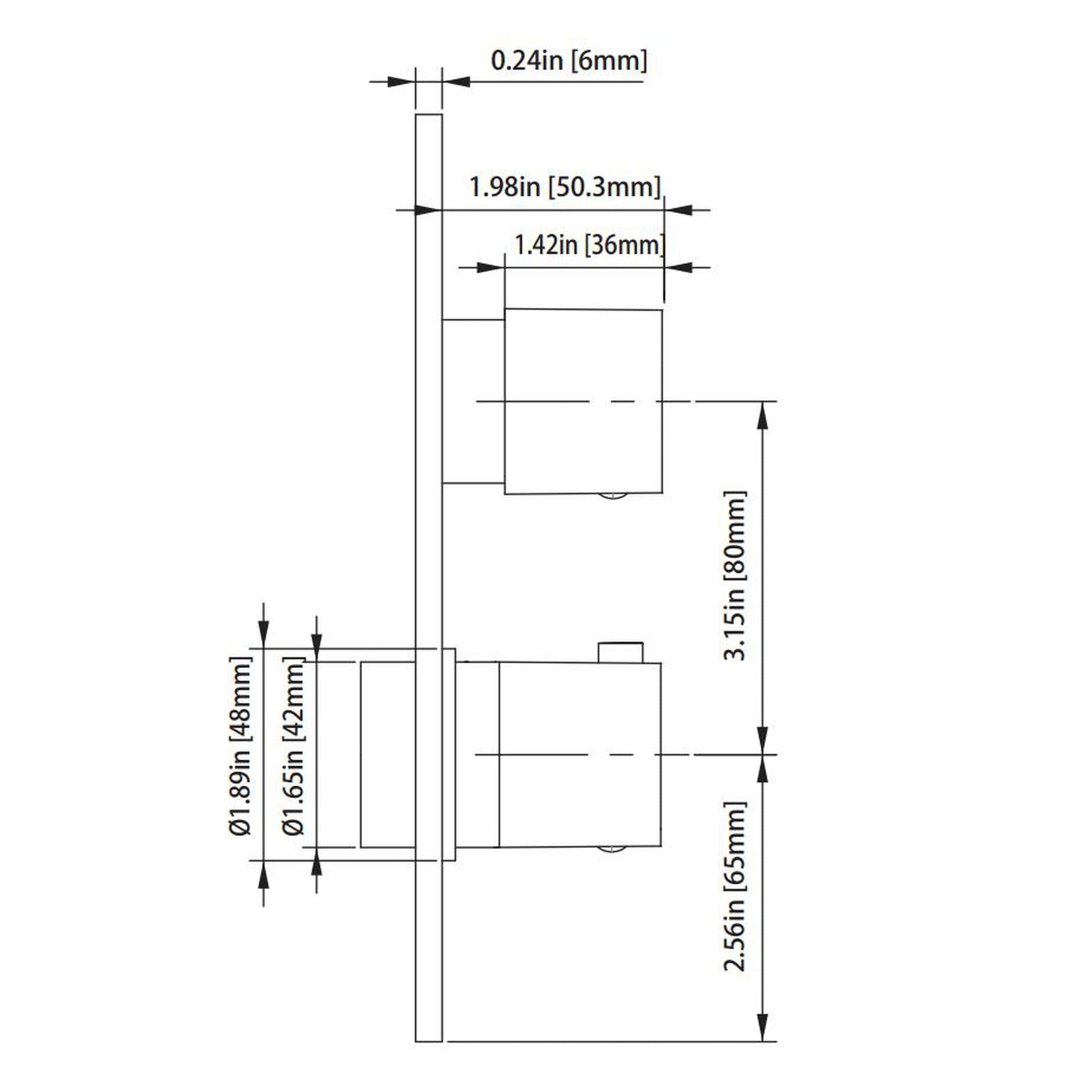 Isenberg Serie 160 Single Output Matte Black Wall-Mounted Shower Set With Single Function Square Rain Shower Head, Two-Handle Shower Trim and 1-Output Wall-Mounted Thermostatic Shower Valve With Integrated Volume Control