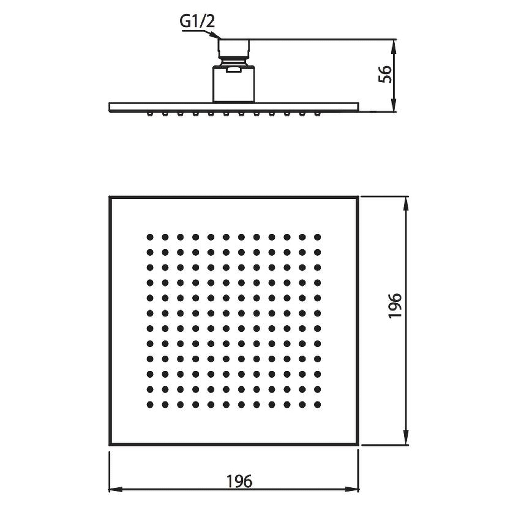 Isenberg Serie 160 Single Output Matte Black Wall-Mounted Shower Set With Single Function Square Rain Shower Head, Two-Handle Shower Trim and 1-Output Wall-Mounted Thermostatic Shower Valve With Integrated Volume Control