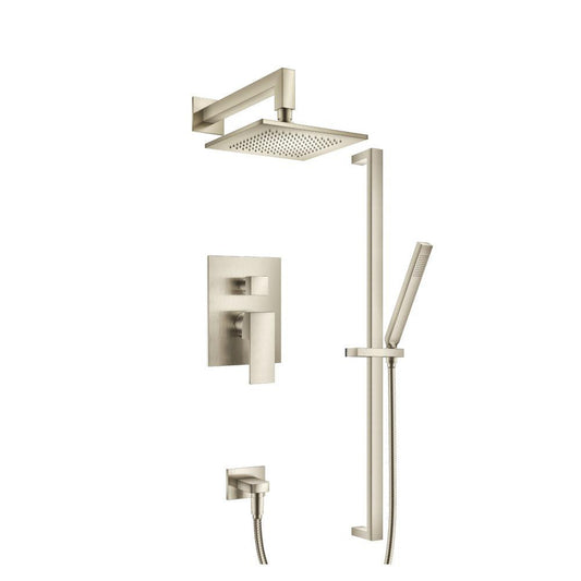 Isenberg Serie 160 Two Output Shower Set With Shower Head, Hand Held and Slide Bar in Brushed Nickel (160.3350BN)