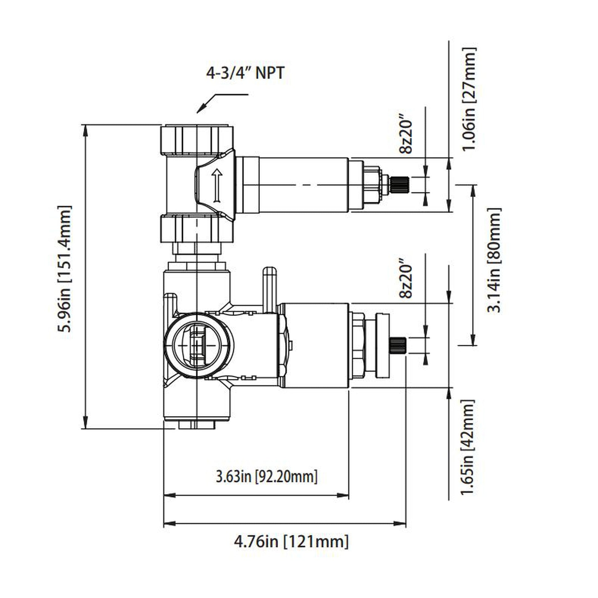 Isenberg Serie 196 Single Matte Black Wall-Mounted Shower Set With Single Function Square Rain Shower Head, Two-Handle Shower Trim and 1-Output Wall-Mounted Thermostatic Shower Valve With Integrated Volume Control