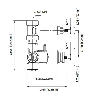 Isenberg Serie 196 Single Matte Black Wall-Mounted Shower Set With Single Function Square Rain Shower Head, Two-Handle Shower Trim and 1-Output Wall-Mounted Thermostatic Shower Valve With Integrated Volume Control