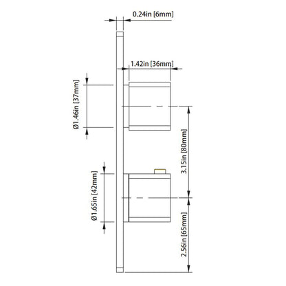 Isenberg Serie 196 Single Matte Black Wall-Mounted Shower Set With Single Function Square Rain Shower Head, Two-Handle Shower Trim and 1-Output Wall-Mounted Thermostatic Shower Valve With Integrated Volume Control