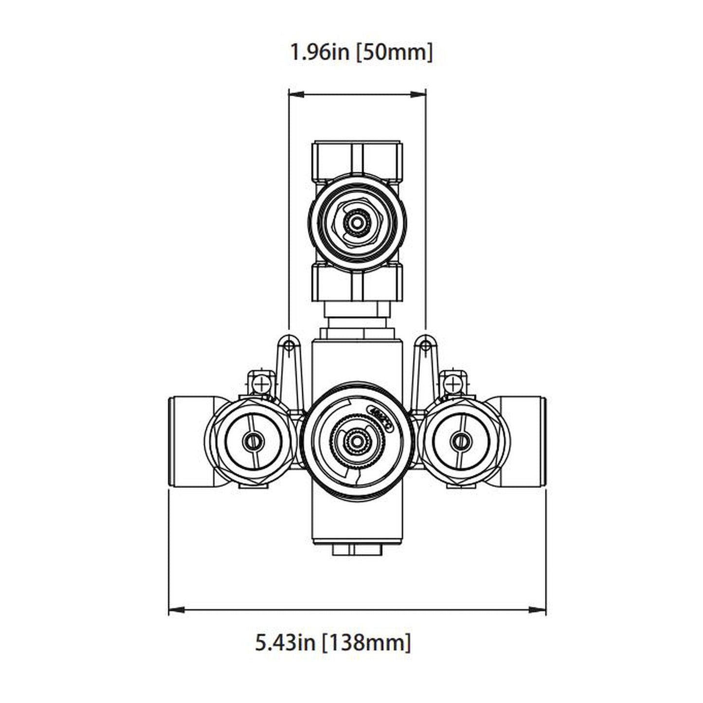 Isenberg Serie 196 Single Output Brushed Nickel PVD Wall-Mounted Shower Set With Single Function Square Rain Shower Head, Two-Handle Shower Trim and 1-Output Wall-Mounted Thermostatic Shower Valve With Integrated Volume Control