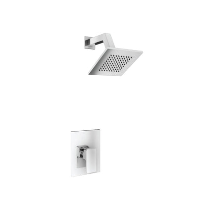 Isenberg Serie 196 Single Output Matte Black Wall-Mounted Shower Set With 6" Solid Brass Rainhead Shower Head, Single Handle Shower Trim and 1-Output Single Control Pressure Balance Valve