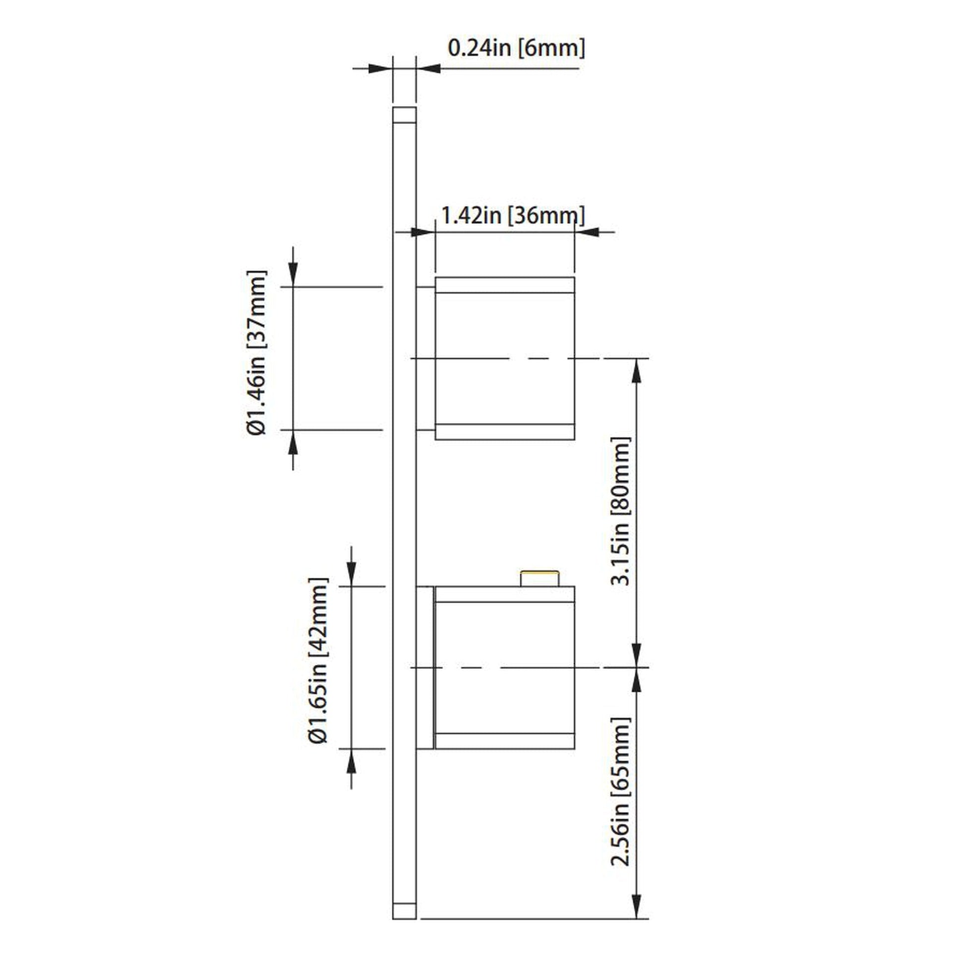 Isenberg Serie 196 Single Output Polished Nickel PVD Wall-Mounted Shower Set With Single Function Square Rain Shower Head, Two-Handle Shower Trim and 1-Output Wall-Mounted Thermostatic Shower Valve With Integrated Volume Control