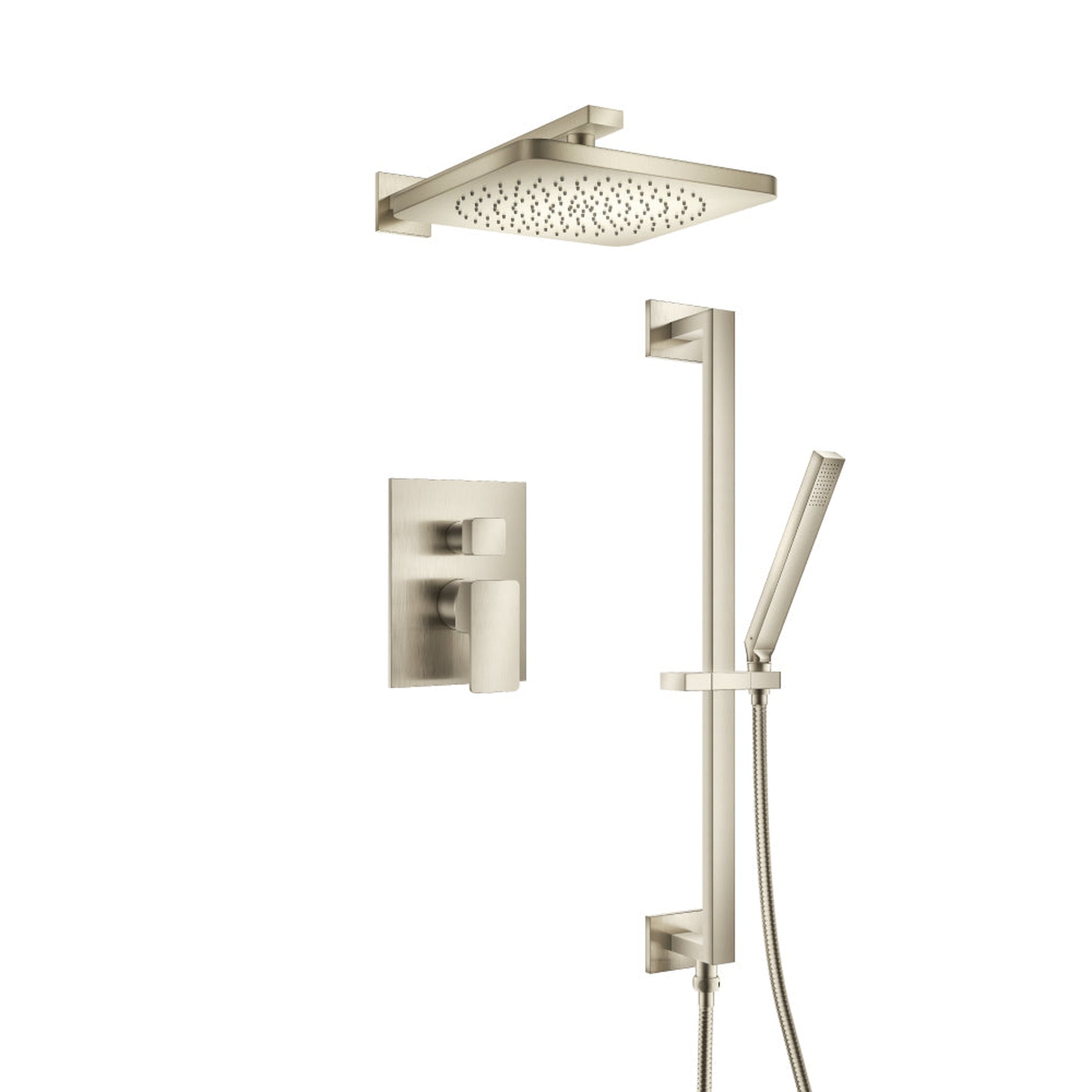 Isenberg Serie 196 Two Output Shower Set With Shower Head, Hand Held and Slide Bar in Brushed Nickel (196.3450BN)