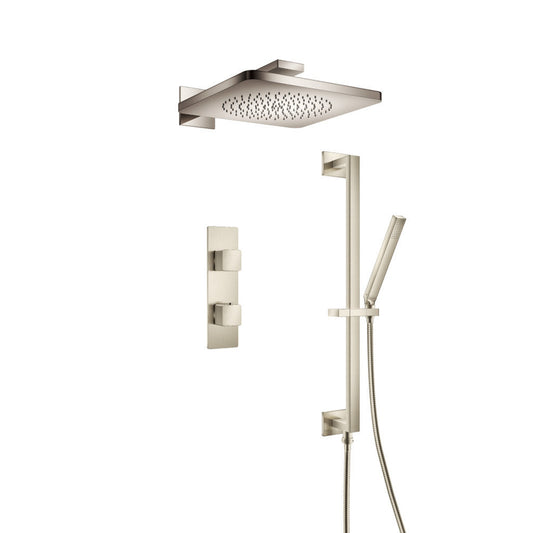 Isenberg Serie 196 Two Output Shower Set With Shower Head, Hand Held and Slide Bar in Brushed Nickel (196.7350BN)