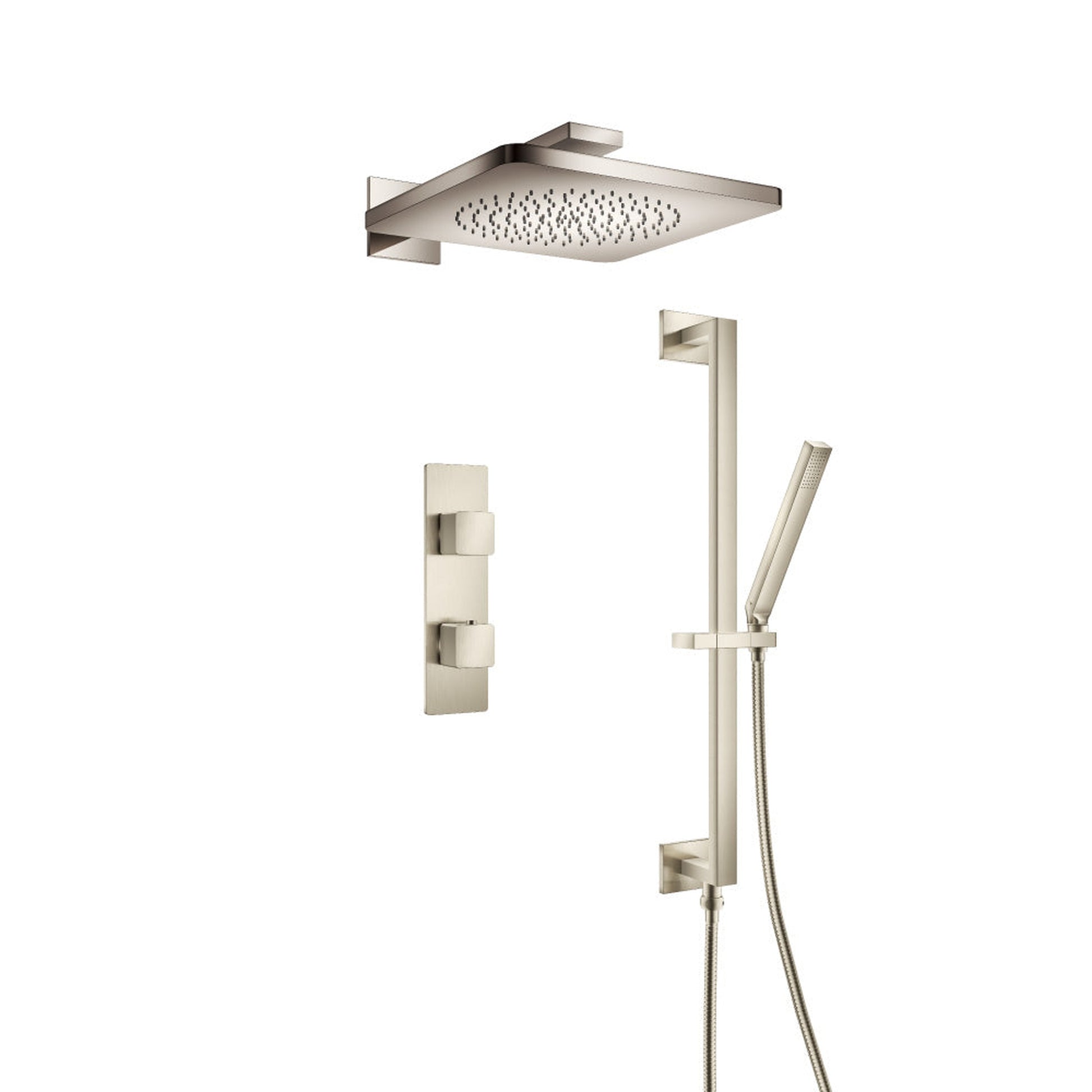 Isenberg Serie 196 Two Output Shower Set With Shower Head, Hand Held and Slide Bar in Brushed Nickel (196.7350BN)