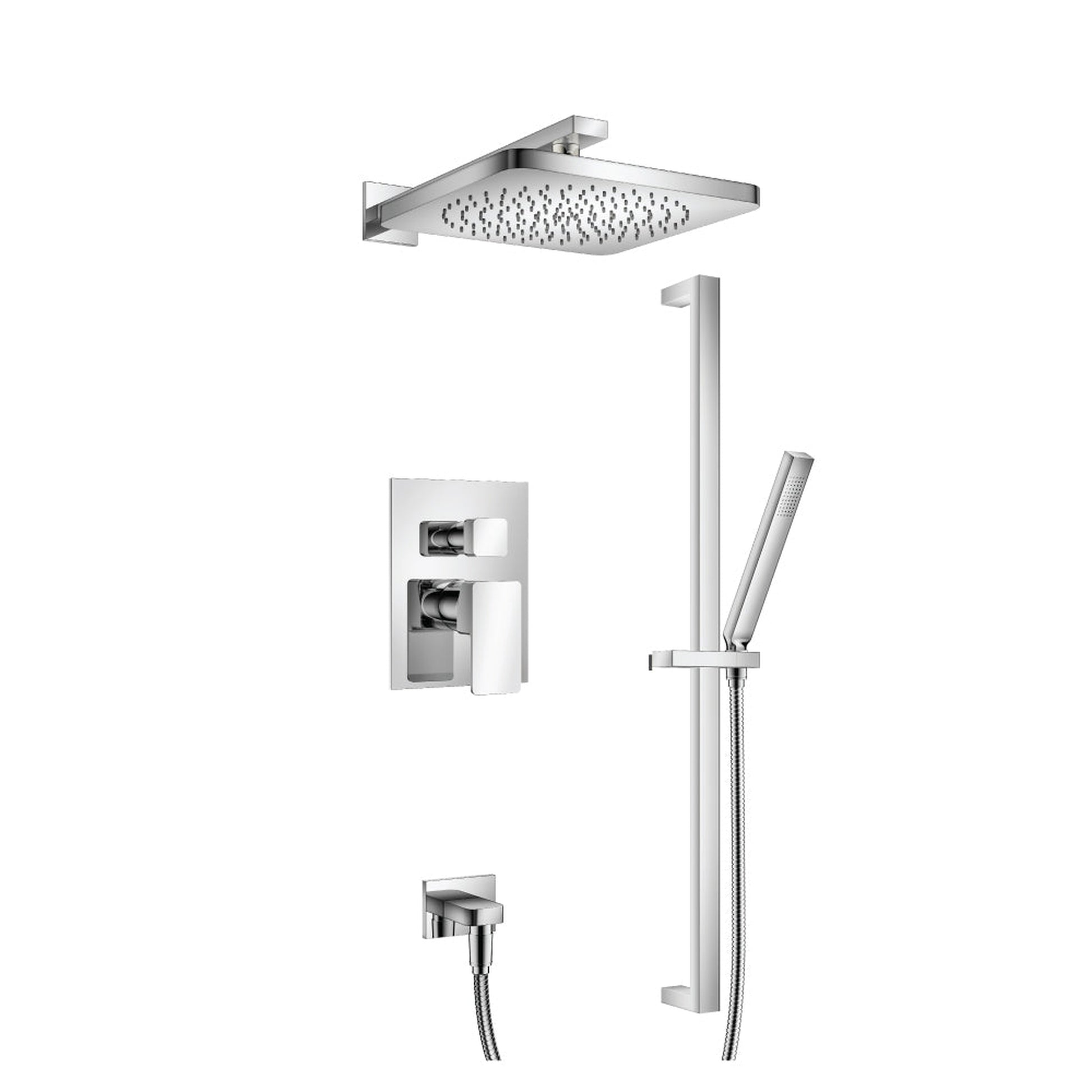 Isenberg Serie 196 Two Output Shower Set With Shower Head, Hand Held and Slide Bar in Chrome (196.3350CP)