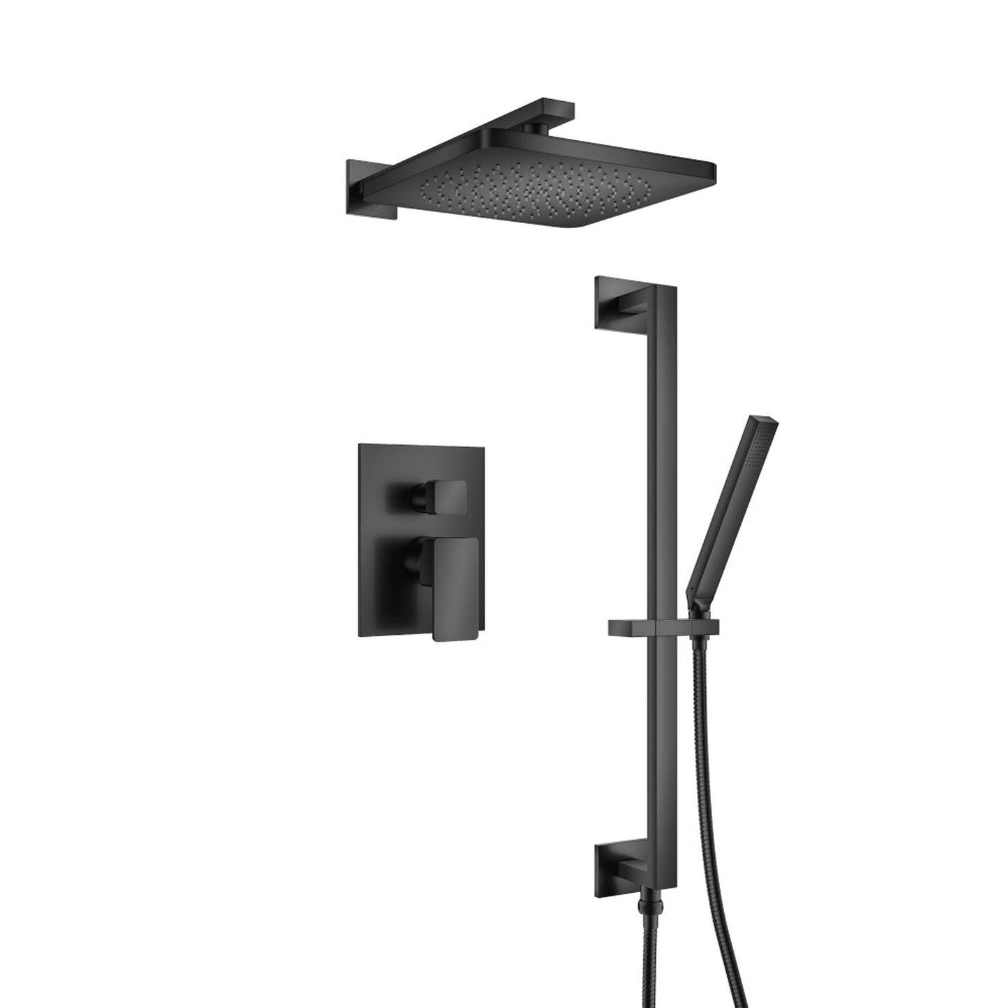 Isenberg Serie 196 Two Output Shower Set With Shower Head, Hand Held and Slide Bar in Matte Black (196.3450MB)