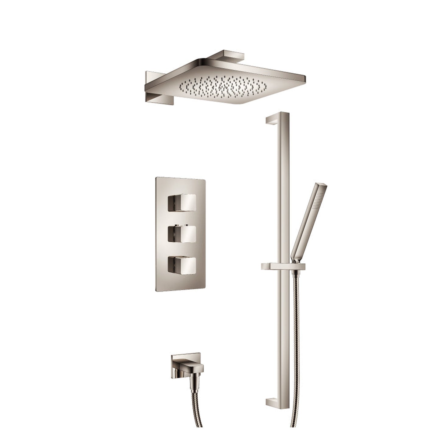 Isenberg Serie 196 Two Output Shower Set With Shower Head, Hand Held and Slide Bar in Polished Nickel (196.7200PN)