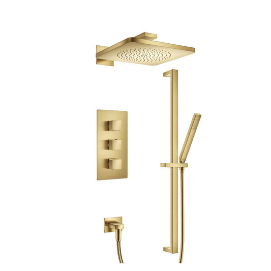 Isenberg Serie 196 Two Output Shower Set With Shower Head, Hand Held and Slide Bar in Satin Brass (196.7200SB)