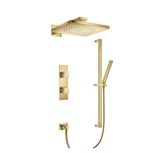 Isenberg Serie 196 Two Output Shower Set With Shower Head, Hand Held and Slide Bar in Satin Brass (196.7300SB)