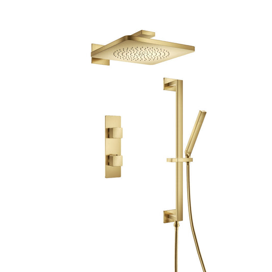 Isenberg Serie 196 Two Output Shower Set With Shower Head, Hand Held and Slide Bar in Satin Brass (196.7350SB)