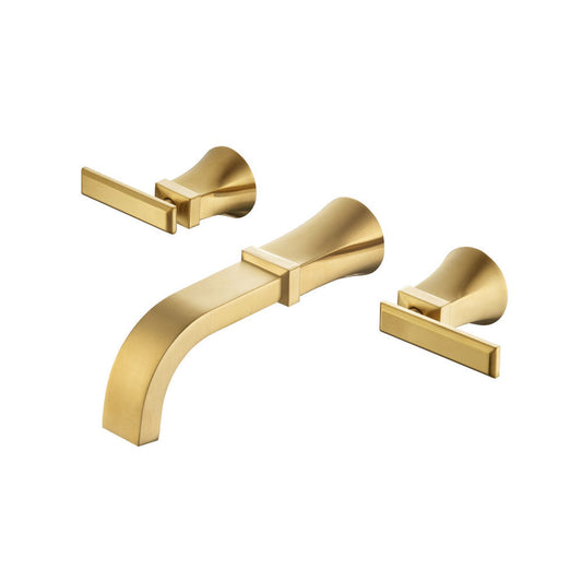 Isenberg Serie 230 Two Handle Wall Mounted Bathroom Faucet in Satin Brass