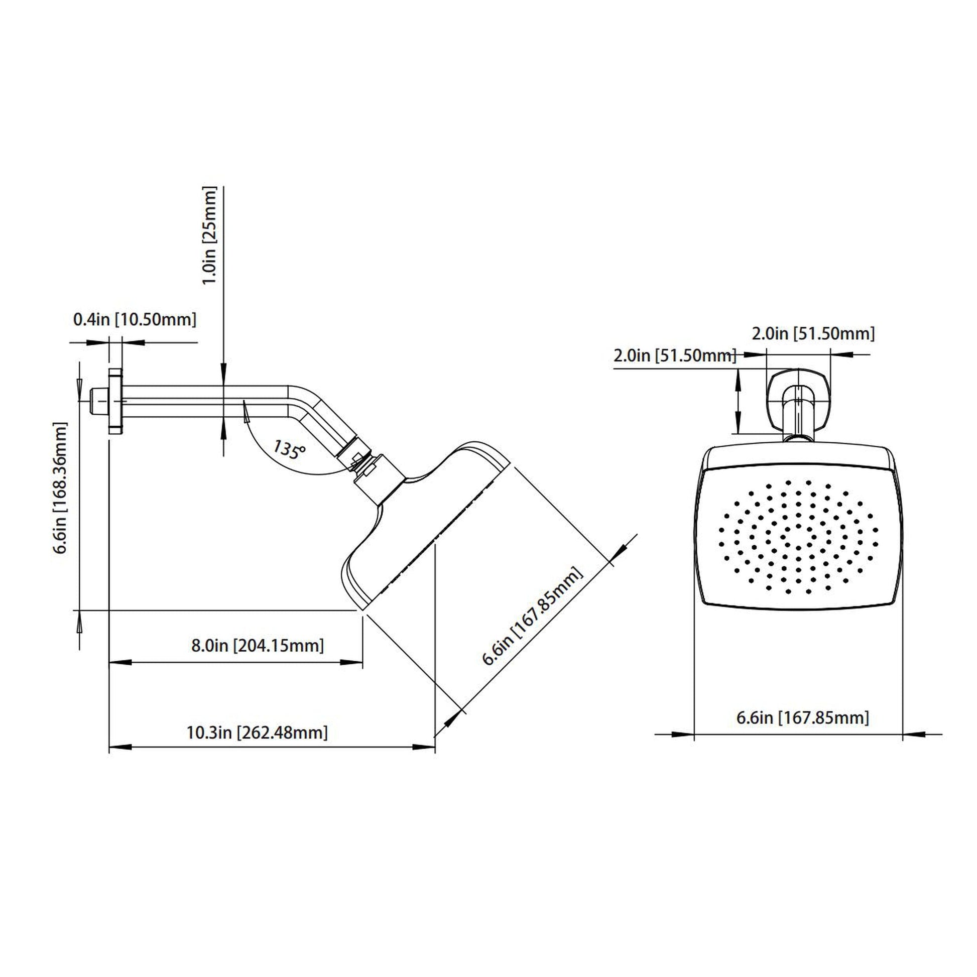 Isenberg Serie 240 Single Output Brushed Nickel PVD Wall-Mounted Shower Set With Single Function Square Rain Shower Head, Two-Handle Shower Trim and 1-Output Wall-Mounted Thermostatic Shower Valve With Integrated Volume Control