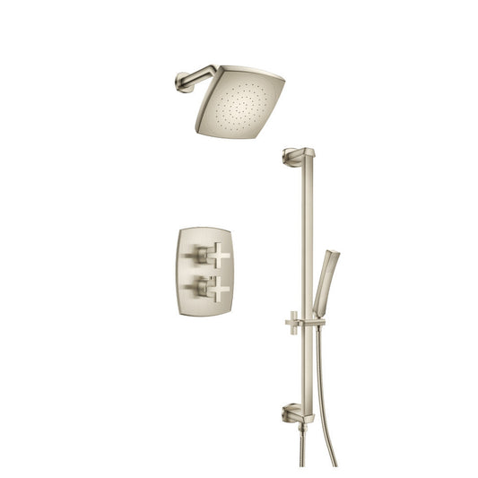Isenberg Serie 240 Two Output Shower Set With Shower Head, Hand Held and Slide Bar in Brushed Nickel