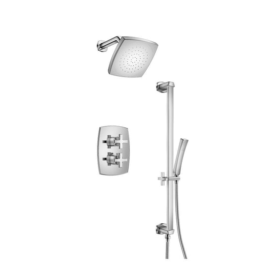 Isenberg Serie 240 Two Output Shower Set With Shower Head, Hand Held and Slide Bar in Chrome