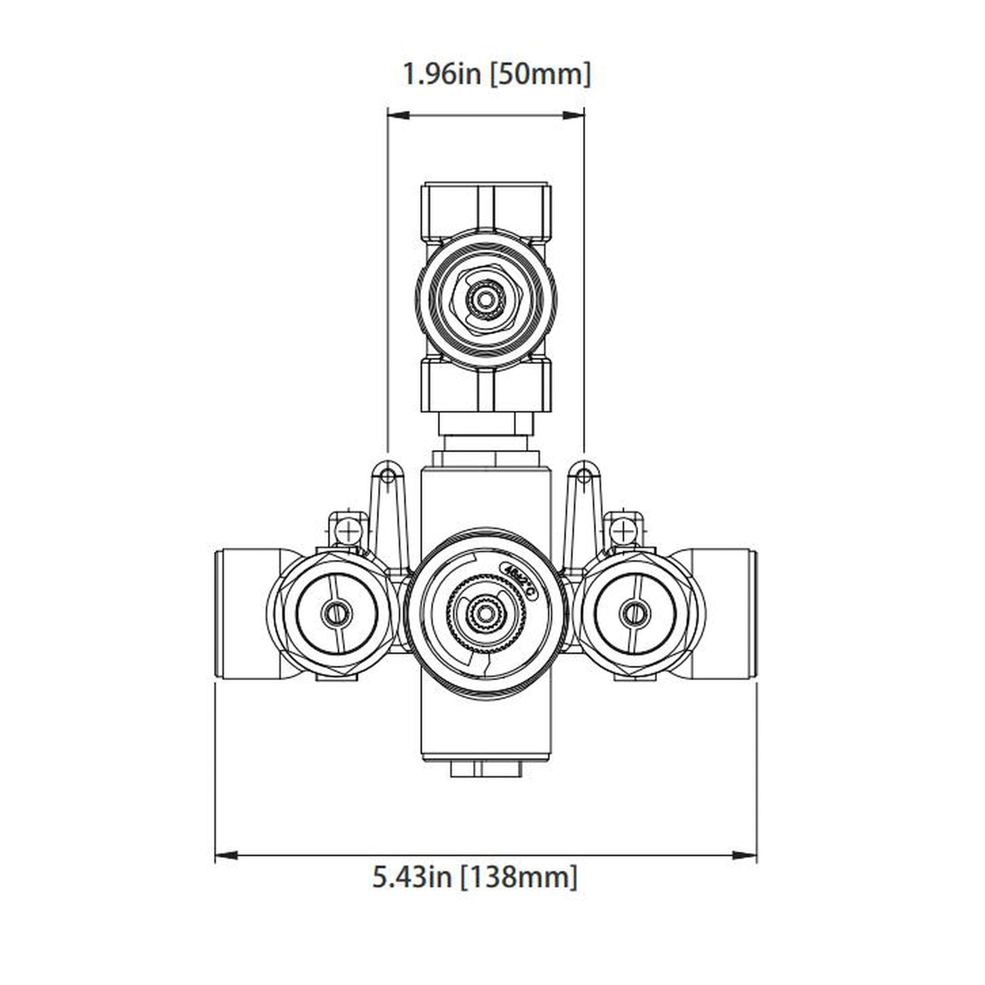 Isenberg Serie 250 Single Output Brushed Nickel PVD Wall-Mounted Shower Set With Single Function Round Rain Shower Head, Two-Handle Shower Trim and 1-Output Wall-Mounted Thermostatic Shower Valve With Integrated Volume Control