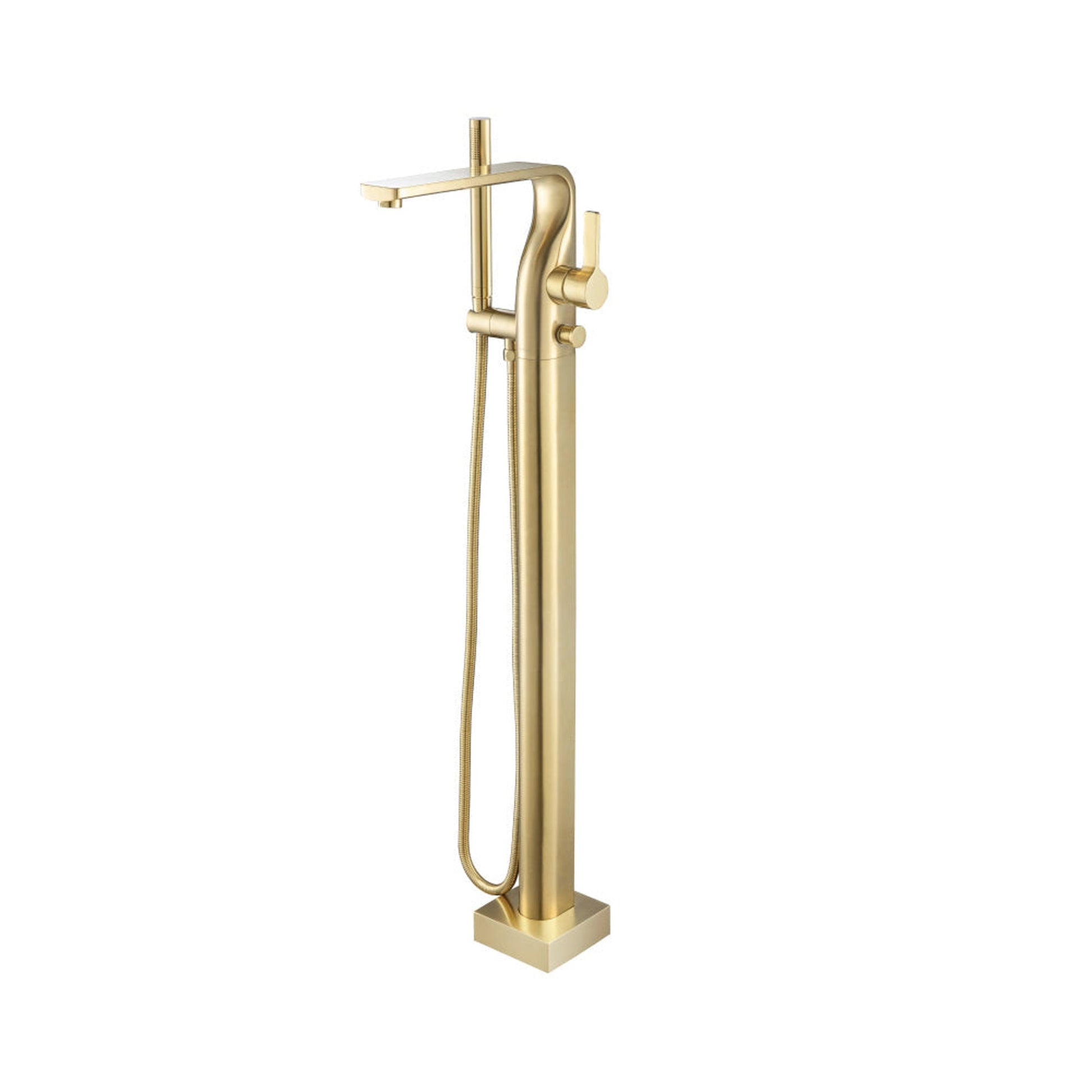 Isenberg Serie 260 Freestanding Floor Mount Bathtub / Tub Filler With Hand Shower in Satin Brass