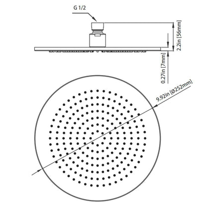 Isenberg Serie 260 Single Output Chrome Wall-Mounted Shower Set With Single Function Round Rain Shower Head, Two-Handle Shower Trim and 1-Output Horizontal / Vertical Wall-Mounted Thermostatic Shower / Bathtub Valve With Integrated Volume Control