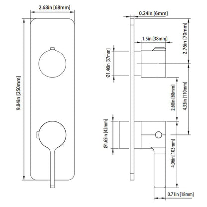 Isenberg Serie 260 Single Output Chrome Wall-Mounted Shower Set With Single Function Round Rain Shower Head, Two-Handle Shower Trim and 1-Output Horizontal / Vertical Wall-Mounted Thermostatic Shower / Bathtub Valve With Integrated Volume Control