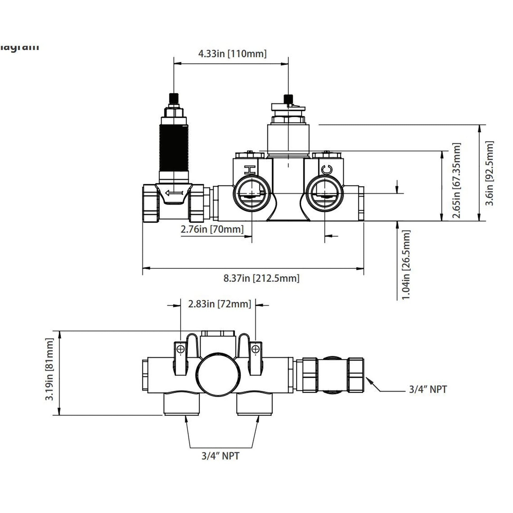 Isenberg Serie 260 Single Output Polished Nickel PVD Wall-Mounted Shower Set With Single Function Round Rain Shower Head, Two-Handle Shower Trim and 1-Output Horizontal / Vertical Thermostatic Valve With Integrated Volume Control