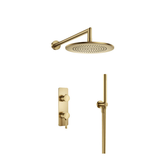 Isenberg Serie 260 Two Output Shower Set With Shower Head and Hand Held in Satin Brass