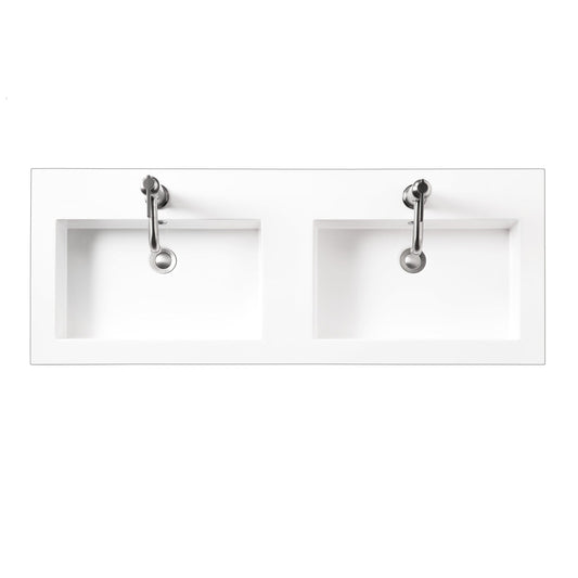 James Martin Vanities 47" W x 18" D White Glossy Composite Countertop Sink (Double Basins)