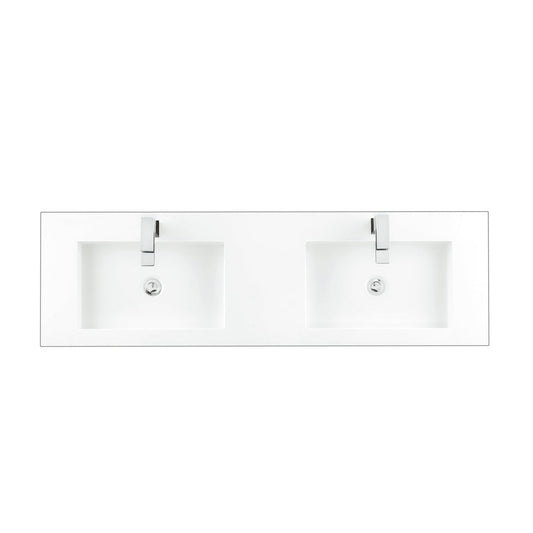 James Martin Vanities 59" Glossy White Finish Composite Stone Double Top