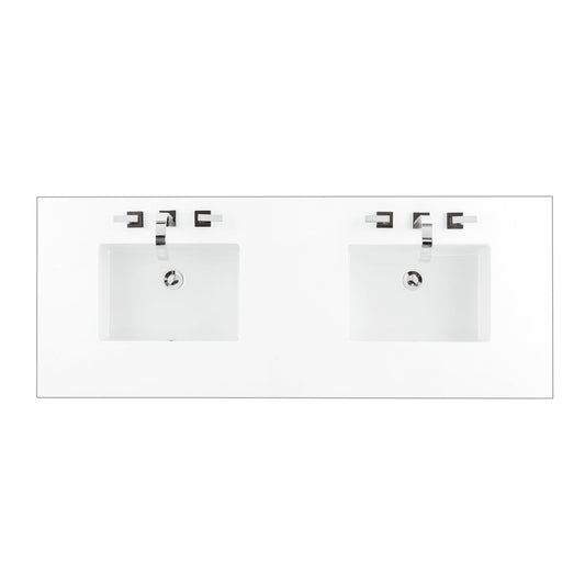 James Martin Vanities 60" Double Top 3 cm White Zeus Quartz With Sink