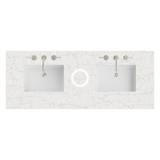 James Martin Vanities 60" Eternal Jasmine Pearl Double 3cm Top With Sink and FreePower Wireless Charger
